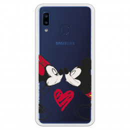 Carcasa Oficial Disney Mikey Y Minnie Beso Clear para Samsung Galaxy A20e- La Casa de las Carcasas