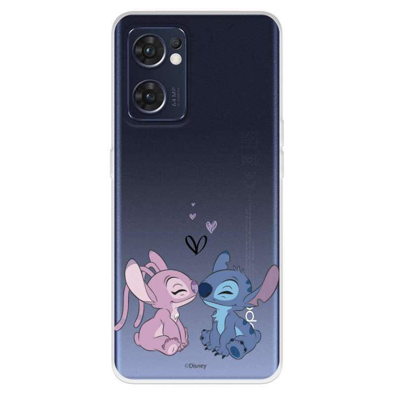 Funda para Oppo Find X5 Lite Oficial de Disney Angel & Stitch Beso - Lilo & Stitch