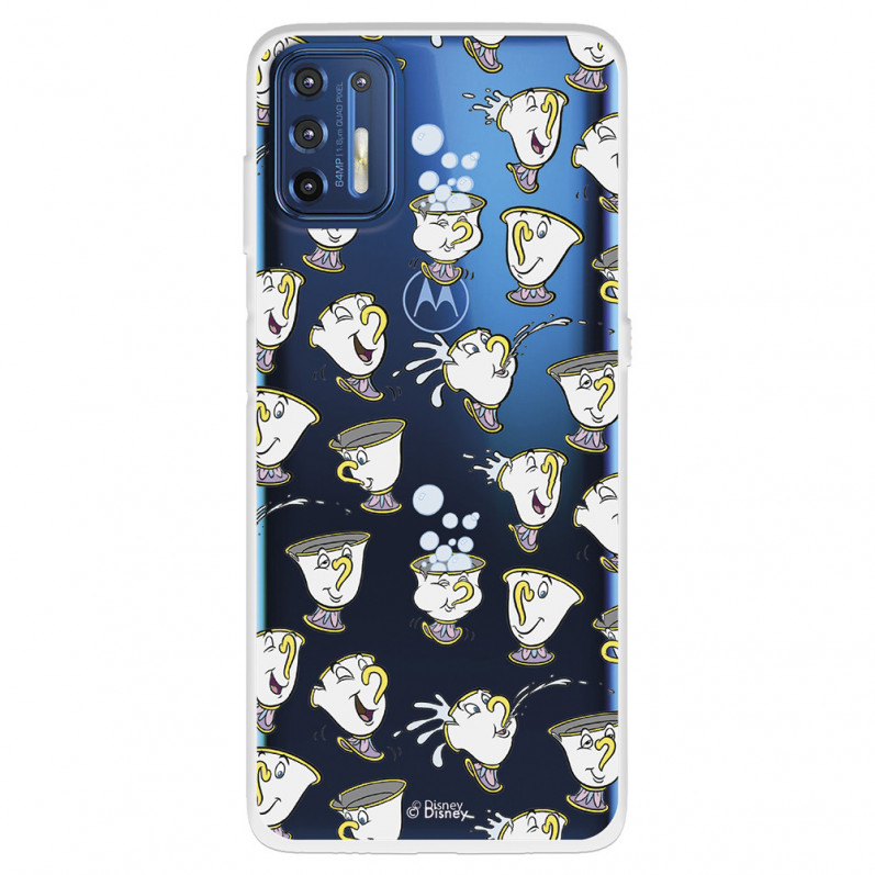 Funda para Motorola Moto G9 Plus Oficial de Disney Chip Potts Siluetas - La Bella y la Bestia