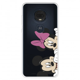 Funda para Motorola Moto G7 Oficial de Disney Mickey y Minnie Asomados - Clásicos Disney