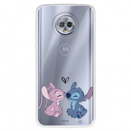 Funda para Motorola Moto G6 Plus Oficial de Disney Angel & Stitch Beso - Lilo & Stitch