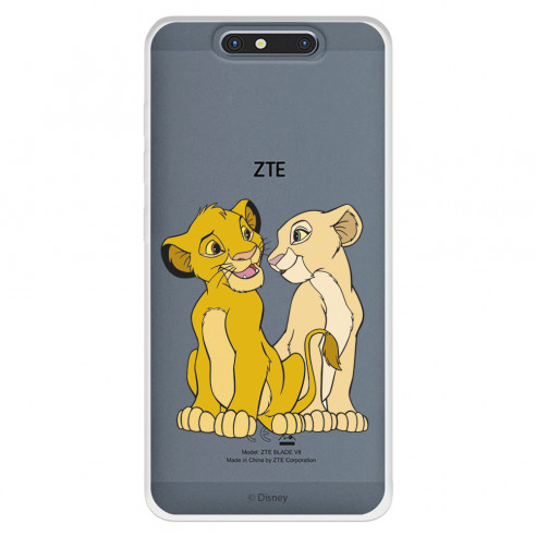 Funda para ZTE Blade V8 Oficial de Disney Simba y Nala Silueta - El Rey León