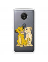 Funda para Motorola Moto E4 Oficial de Disney Simba y Nala Silueta - El Rey León