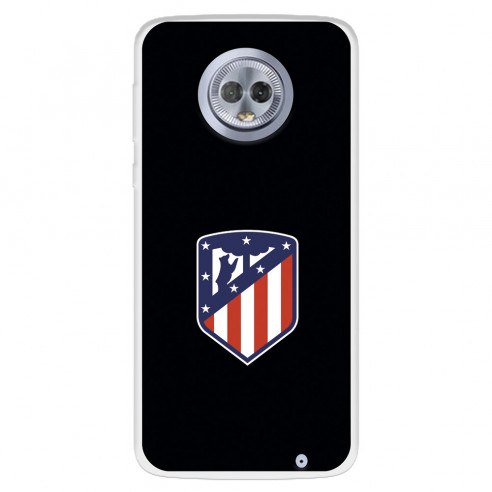 Funda para Motorola Moto G6 Plus del Atlético de Madrid Escudo Fondo Negro  - Licencia Oficial Atlético de Madrid