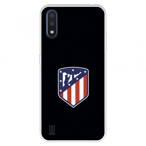 Funda para Samsung Galaxy A01 del Atlético de Madrid Escudo Fondo Negro  - Licencia Oficial Atlético de Madrid