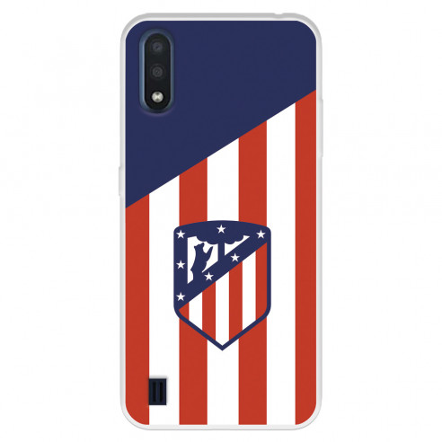 Funda para Samsung Galaxy A01 del Atlético de Madrid Escudo Fondo Atletico  - Licencia Oficial Atlético de Madrid