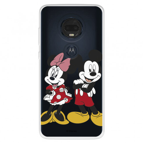 Funda para Motorola Moto G7 Plus Oficial de Disney Mickey y Minnie Posando - Clásicos Disney