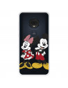 Funda para Motorola Moto G7 Plus Oficial de Disney Mickey y Minnie Posando - Clásicos Disney