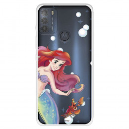 Funda para Motorola Moto G50 5G Oficial de Disney Ariel y Sebastián Burbujas - La Sirenita