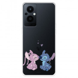 Funda para Oppo Reno8 Lite 5G Oficial de Disney Angel & Stitch Beso - Lilo & Stitch