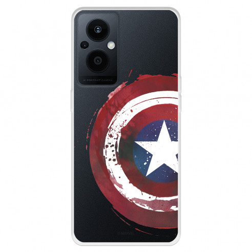 Funda para Oppo Reno8 Lite 5G Oficial de Marvel Capitán América Escudo Transparente - Marvel