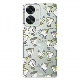 Funda para OnePlus Nord 2T 5G Oficial de Disney Chip Potts Siluetas - La Bella y la Bestia