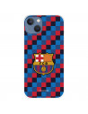 Funda para IPhone 14 Max del FC Barcelona Escudo Fondo Cuadros  - Licencia Oficial FC Barcelona