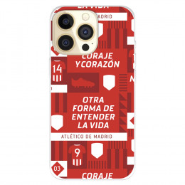 Funda para IPhone 14 Pro del Atlético de Madrid Coraje y corazón  - Licencia Oficial Atlético de Madrid