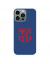 Funda para IPhone 14 Pro Max del FC Barcelona Escudo Rojo Fondo Azul  - Licencia Oficial FC Barcelona