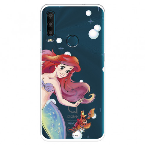 Funda para Alcatel 1SE 2020 Oficial de Disney Ariel y Sebastián Burbujas - La Sirenita