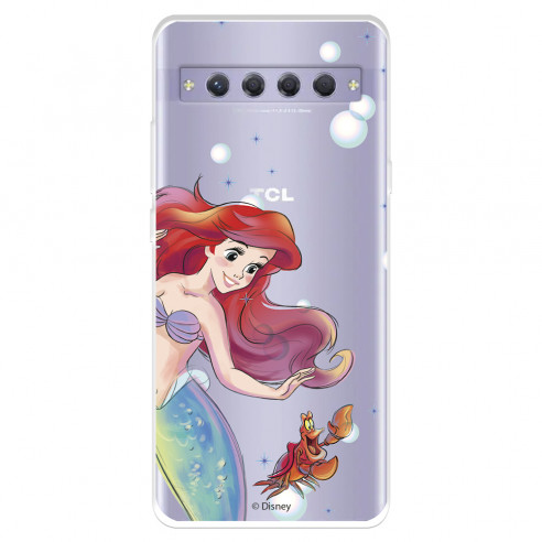 Funda para TCL 10 Plus Oficial de Disney Ariel y Sebastián Burbujas - La Sirenita