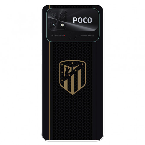 Atlético de Madrid Etui Xiaomi Poco C40 Gold Crest Czarne tło – Oficjalna licencja Atlético de Madrid