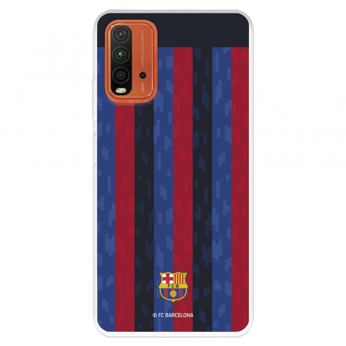 Funda para Xiaomi Redmi 9T del FC Barcelona Fondo Rayas Verticales  - Licencia Oficial FC Barcelona