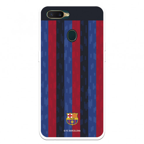 Funda para Oppo A7 del FC Barcelona Fondo Rayas Verticales  - Licencia Oficial FC Barcelona