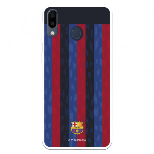 Funda para Samsung Galaxy M20 del FC Barcelona Fondo Rayas Verticales  - Licencia Oficial FC Barcelona