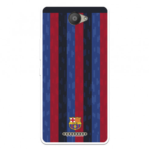 Funda para BQ Aquaris U del FC Barcelona Fondo Rayas Verticales  - Licencia Oficial FC Barcelona