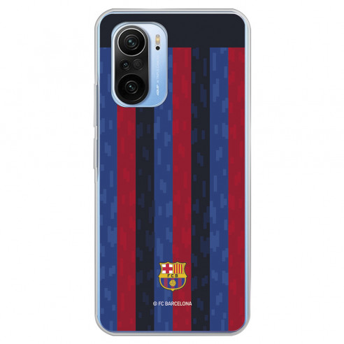 Funda para Xiaomi Poco F3 del FC Barcelona Fondo Rayas Verticales  - Licencia Oficial FC Barcelona