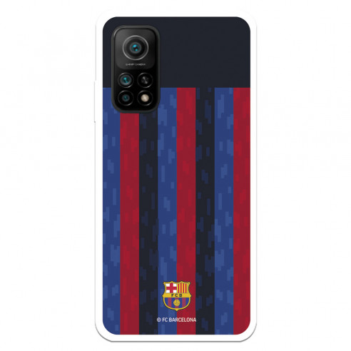 Funda para Xiaomi Mi 10T del FC Barcelona Fondo Rayas Verticales  - Licencia Oficial FC Barcelona