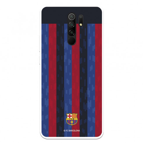 Funda para Xiaomi Redmi 9 del FC Barcelona Fondo Rayas Verticales  - Licencia Oficial FC Barcelona