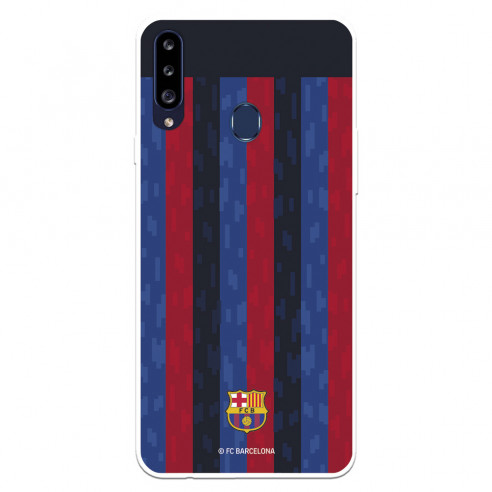 Funda para Samsung Galaxy A20s del FC Barcelona Fondo Rayas Verticales  - Licencia Oficial FC Barcelona