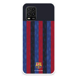 Funda para Xiaomi Mi 10 Lite del FC Barcelona Fondo Rayas Verticales  - Licencia Oficial FC Barcelona