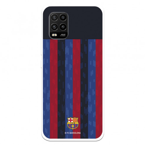 Funda para Xiaomi Mi 10 Lite del FC Barcelona Fondo Rayas Verticales  - Licencia Oficial FC Barcelona