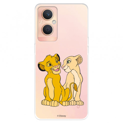 Funda para Oppo A96 5G Oficial de Disney Simba y Nala Silueta - El Rey León