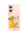 Funda para Oppo A96 5G Oficial de Disney Simba y Nala Silueta - El Rey León