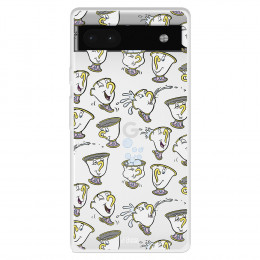 Funda para Google Pixel 6A Oficial de Disney Chip Potts Siluetas - La Bella y la Bestia