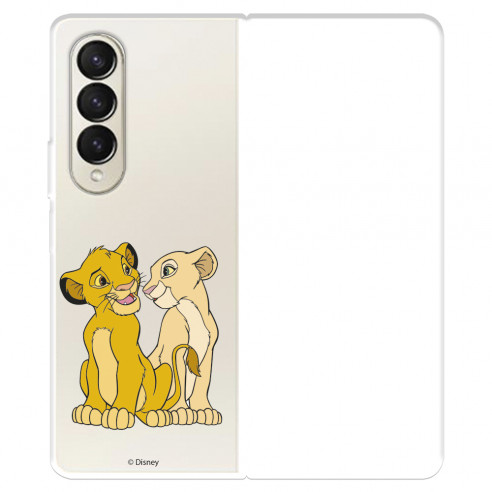 Funda para Samsung Galaxy Z Fold4 Oficial de Disney Simba y Nala Silueta - El Rey León