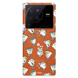 Funda para Vivo X80 Pro Oficial de Disney Chip Potts Siluetas - La Bella y la Bestia