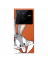 Funda para Vivo X80 Pro Oficial de Warner Bros Bugs Bunny Silueta Transparente - Looney Tunes