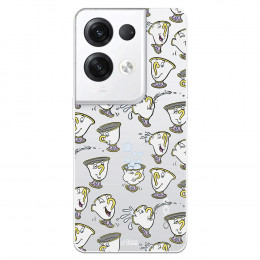 Funda para Oppo Reno 8 Pro Oficial de Disney Chip Potts Siluetas - La Bella y la Bestia