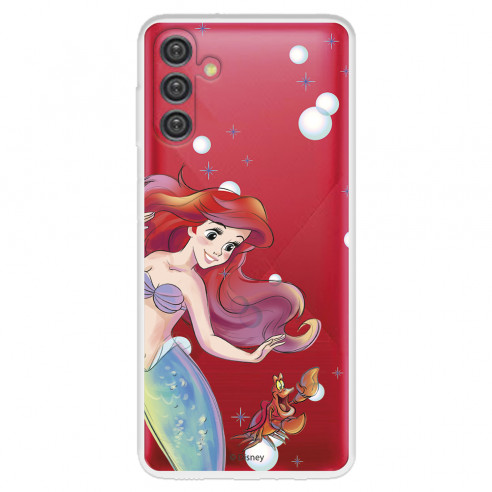 Funda para Samsung Galaxy A04s Oficial de Disney Ariel y Sebastián Burbujas - La Sirenita