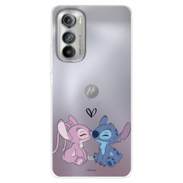 Funda para Motorola edge 30 Oficial de Disney Angel & Stitch Beso - Lilo & Stitch