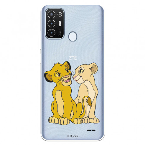 Funda para ZTE Blade A52 Oficial de Disney Simba y Nala Silueta - El Rey León