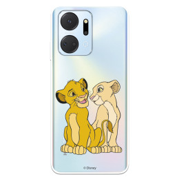 Funda para Huawei Honor X7A Oficial de Disney Simba y Nala Silueta - El Rey León