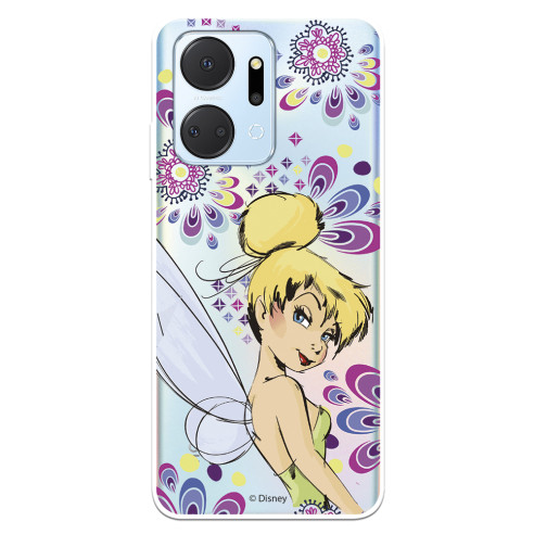 Funda para Huawei Honor X7A Oficial de Disney Campanilla Flores - Peter Pan