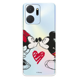 Funda para Huawei Honor X7A Oficial de Disney Mickey y Minnie Beso - Clásicos Disney