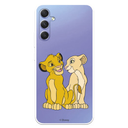 Funda para Samsung Galaxy A34 5G Oficial de Disney Simba y Nala Silueta - El Rey León