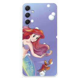 Funda para Samsung Galaxy A34 5G Oficial de Disney Ariel y Sebastián Burbujas - La Sirenita