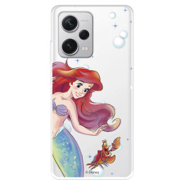 Funda para Xiaomi Redmi Note 12 Pro Plus Oficial de Disney Ariel y Sebastián Burbujas - La Sirenita