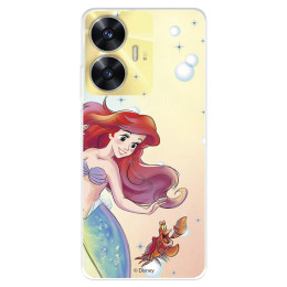 Funda para Realme C55 Oficial de Disney Ariel y Sebastián Burbujas - La Sirenita