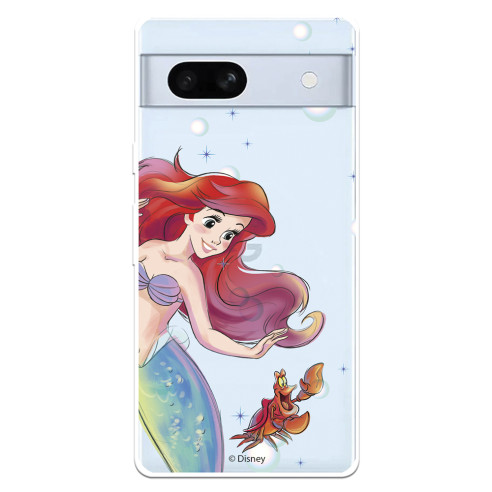 Funda para Google Pixel 7A Oficial de Disney Ariel y Sebastián Burbujas - La Sirenita